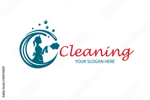 house maid lady for cleaning service design with spray bottle in hand isolated on white background