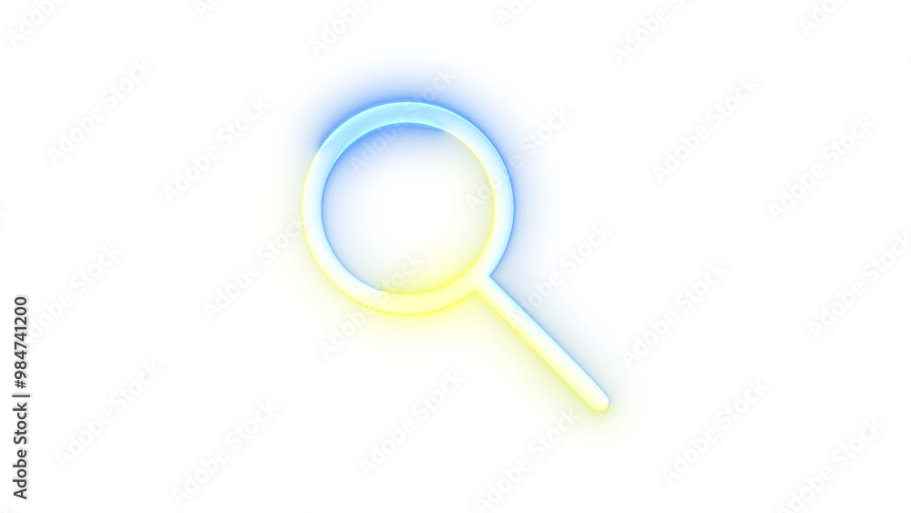 Neon icon zoom symbol blue yellow color transparent background Neon icon zoom symbol blue yellow color transparent background