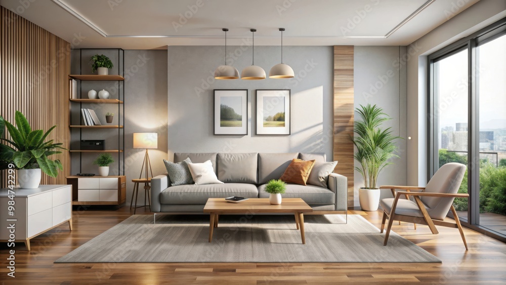 Fototapeta premium Modern home mockup interior background with render, modern, home, mockup, interior, background,render, design