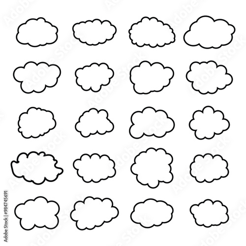 creative cloud shape outline set drawing 