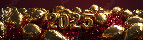 A gold colored banner with the number 2025 on it