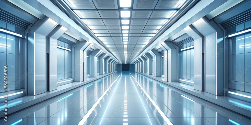 Abstract light corridor with futuristic architecture design , interior, corridor, abstract, light, futuristic, architecture