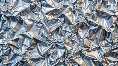 Shiny silver foil surface with crumpled texture for seamless background design, shiny, silver, foil, surface, crumpled