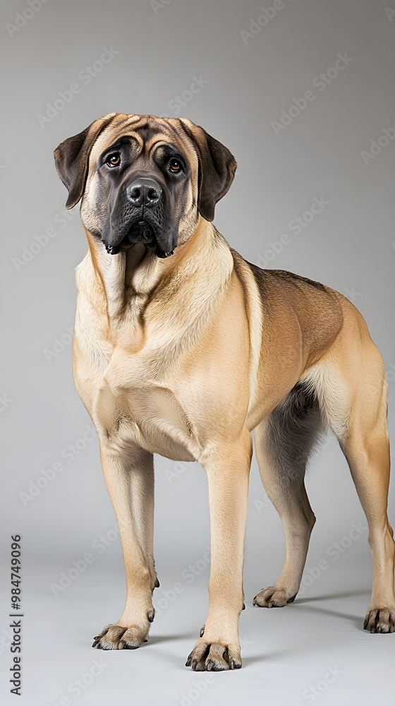 Obraz premium A Spanish Mastiff standing in a relaxed position, exuding calmness and strength, with ample copy space for text overlay