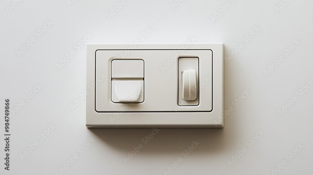 Electrical outlet box with a switch, isolated on a white background Electrical outlet box with a switch, isolated on a white background