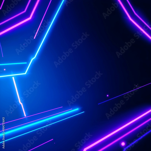 3D illustration of blue and purple futuristic sci fi techno lights cool background