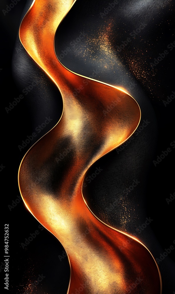 Abstract gold and black wave design with glowing texture. Abstract gold and black wave design with glowing texture.
