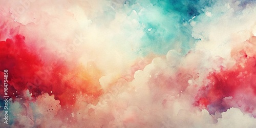 Abstract soft colored background with watercolors in dominant white and red