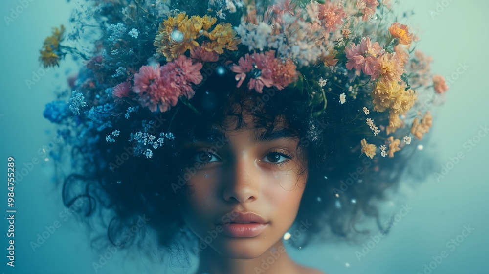 portrait of a girl with a wreath of flowers portrait of a girl with a wreath of flowers