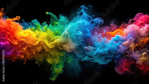 Abstract splash of color paint water or smoke on dark background