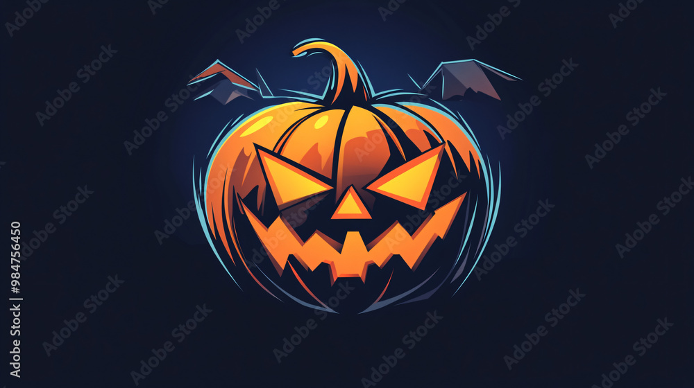 A Halloween-themed logo design with sharp, angular lines, a stylized pumpkin, and bold typography. A Halloween-themed logo design with sharp, angular lines, a stylized pumpkin, and bold typography.