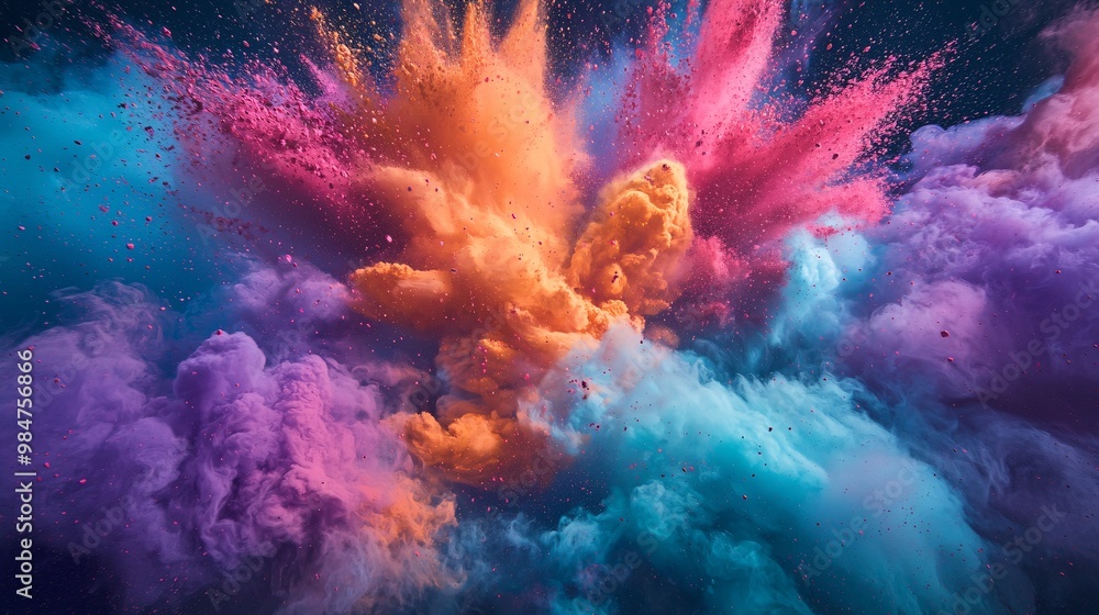 Vivid Powder Clouds Colliding in a Mesmerizing Display Vivid Powder Clouds Colliding in a Mesmerizing Display