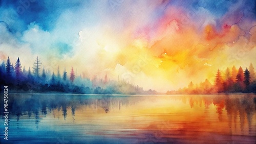 abstract watercolor background with cool and warm tones