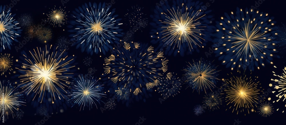 Naklejka premium Golden Fireworks Display in Night Sky