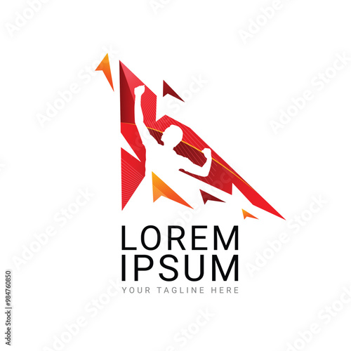 Man surrendering with hand raised in air Logo, man raising hand Logo,  Champion, win, Leader, winner Logo Design Vector, Human Power.