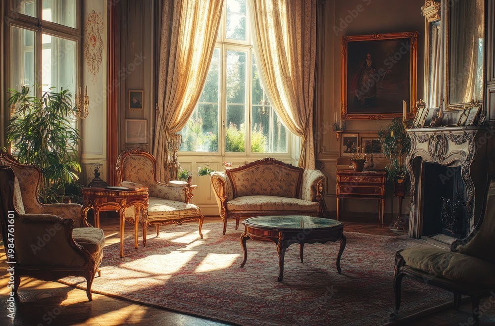 Elegant Living Room with Sunlit Window Elegant Living Room with Sunlit Window