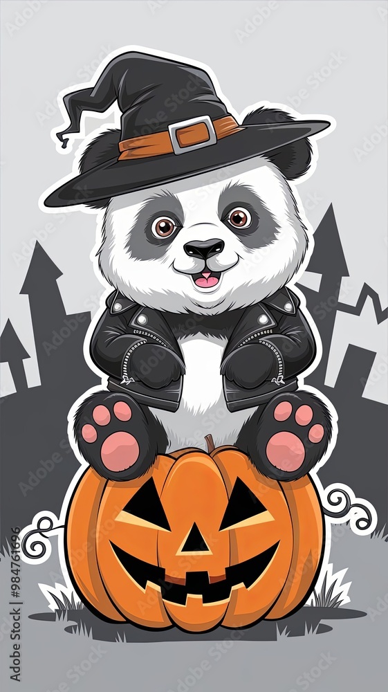 Panda Witch: Halloween Charm Generative AI Panda Witch: Halloween Charm Generative AI