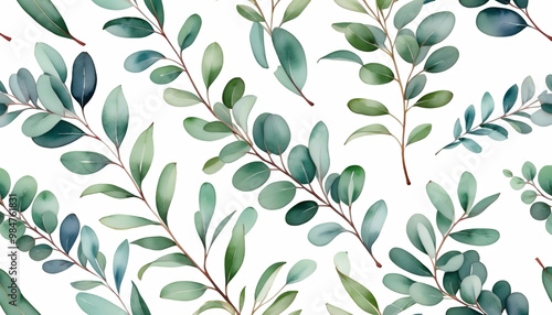 background watercolor background olated fabric painted leaves eucalyptus eucalyptus print floral design illustration border branch hand seamless white watercolor border card eucalyptus seamless leaf