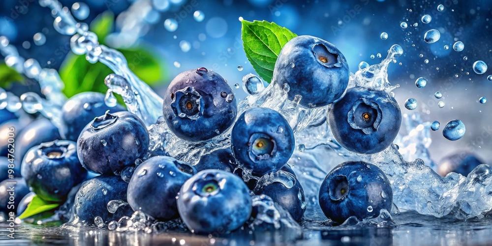 Blueberry Splash Dynamic Close-Up of Fresh Blueberries in Water, Vibrant Colors and Refreshing Splash, Ideal for Food Photography and Summer Themes Blueberry Splash Dynamic Close-Up of Fresh Blueberries in Water, Vibrant Colors and Refreshing Splash, Ideal for Food Photography and Summer Themes