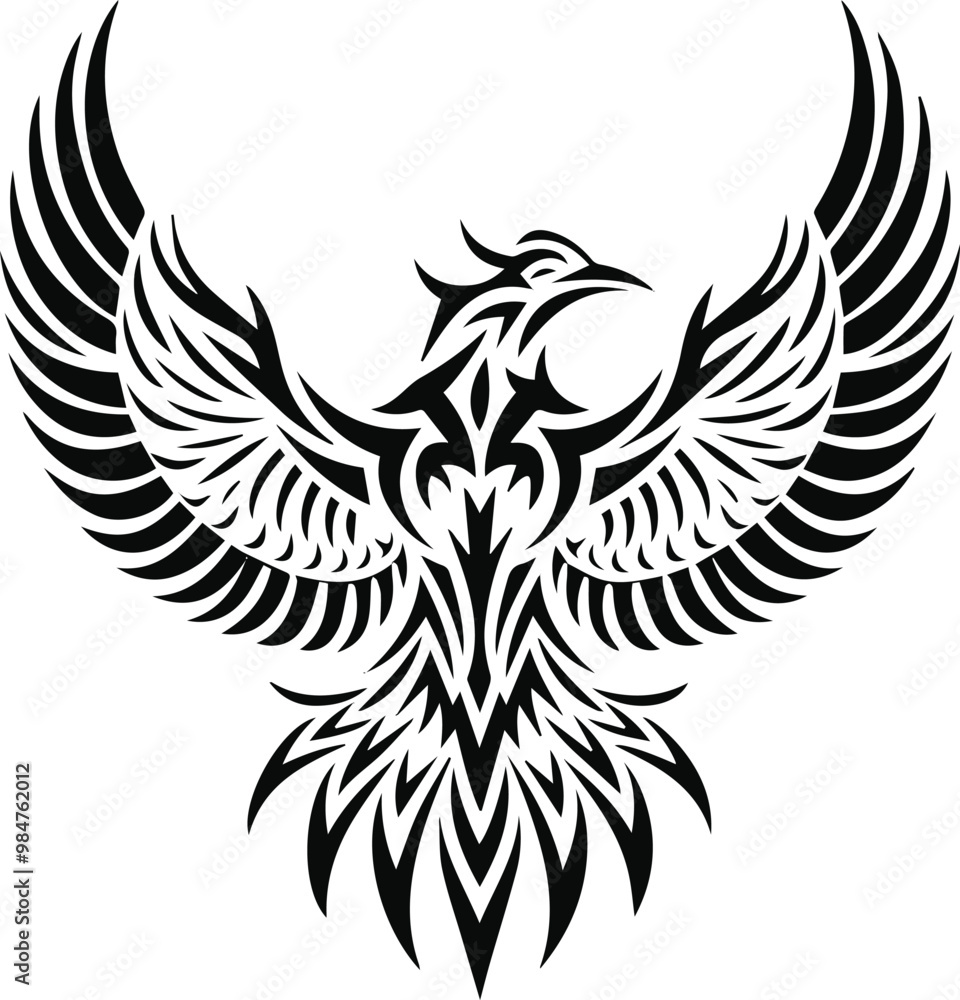 Fototapeta premium Black and white wings silhouette vector image