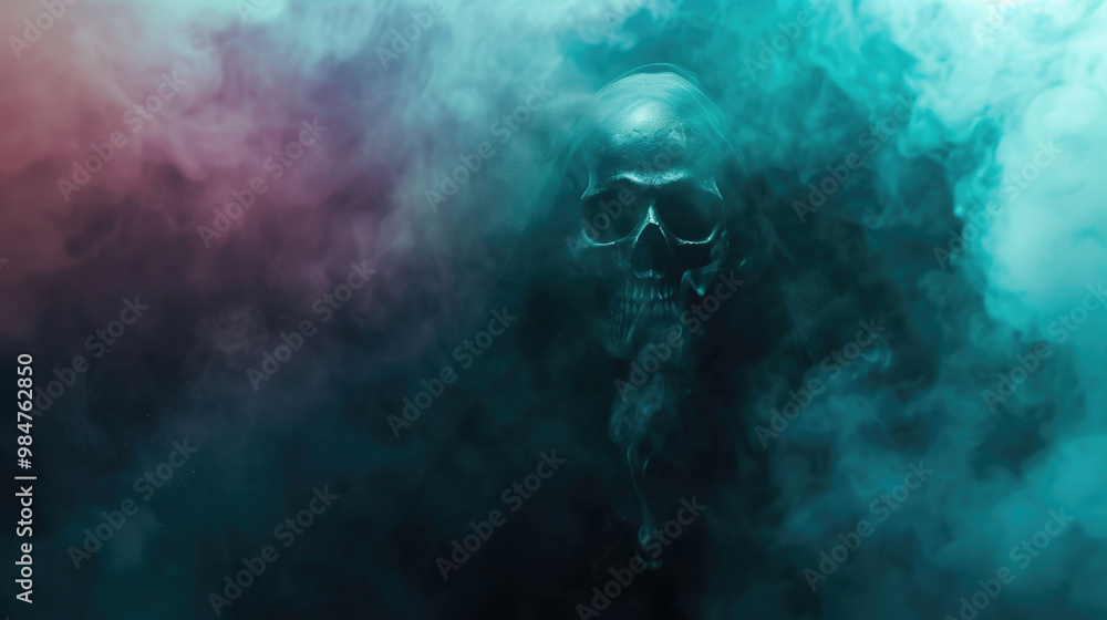 Deep space nebula with shades of turquoise and purple clouds Deep space nebula with shades of turquoise and purple clouds