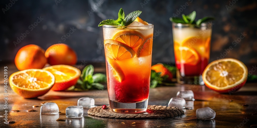 Citrus Delight Vibrant Orange Cocktail Duo on Rustic Table - Refreshing Summer Elegance for Festive Occasions and Commercial Designs Citrus Delight Vibrant Orange Cocktail Duo on Rustic Table - Refreshing Summer Elegance for Festive Occasions and Commercial Designs