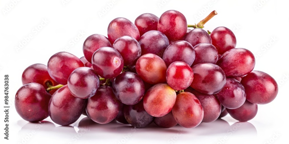Obraz premium Close-up of a Bunch of Red Grapes Isolated on White Background, grapes, fruit