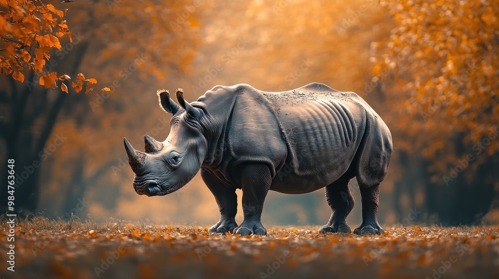 Fototapeta premium A Rhino in a Forest