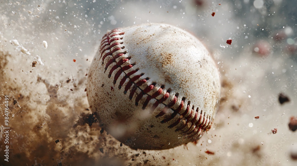 Baseball Just After Being Hit, With Spin Visible