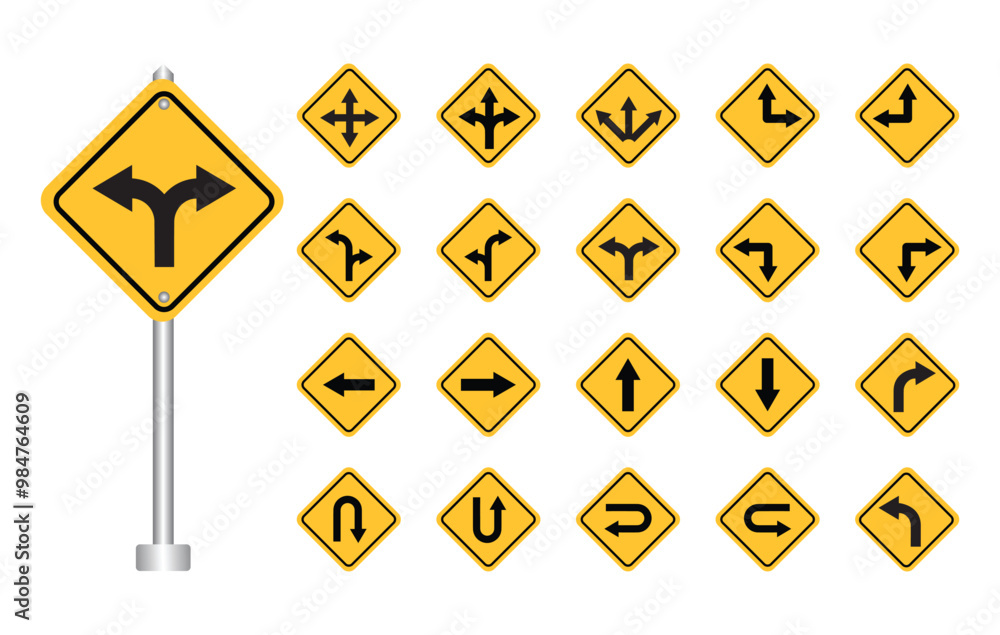 Arrow direction road sign board set vector design Arrow direction road sign board set vector design
