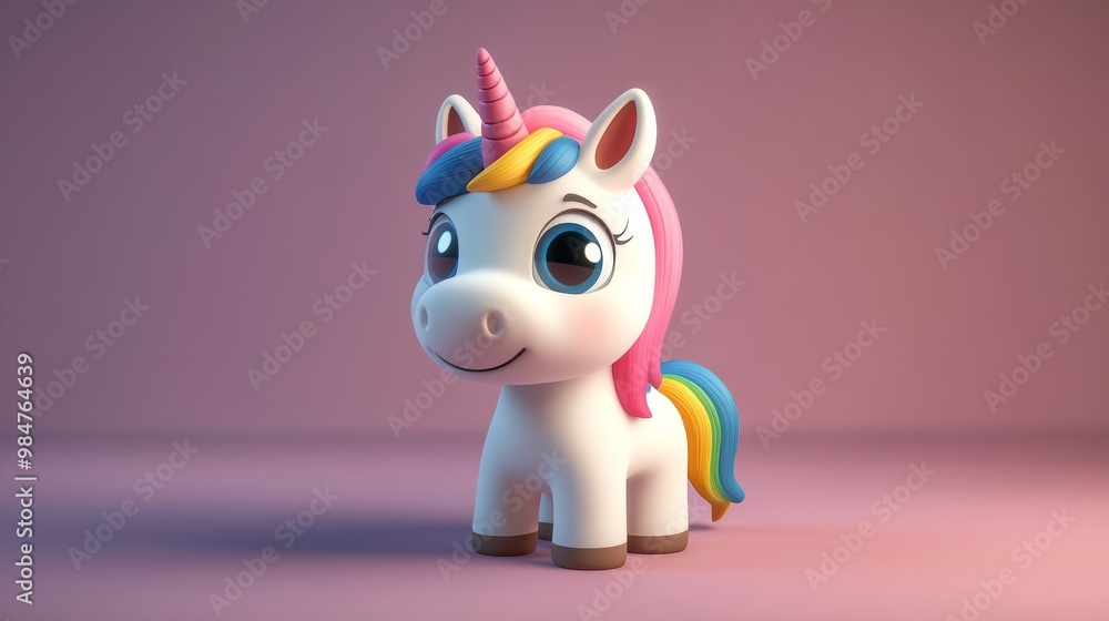 A cute cartoon unicorn with a rainbow tail. This friendly unicorn is perfect for children's stories or playful designs. A cute cartoon unicorn with a rainbow tail. This friendly unicorn is perfect for children's stories or playful designs.