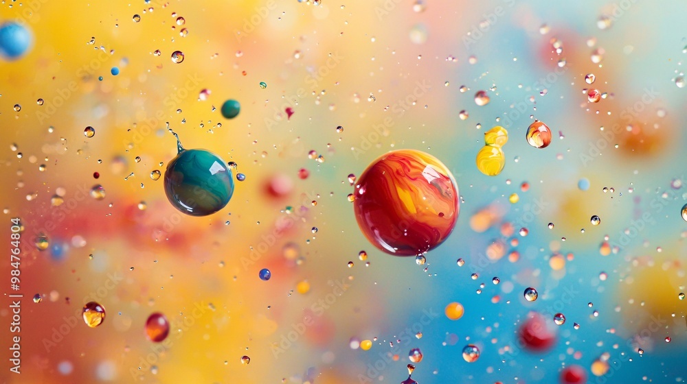 Paint Droplets Suspended in Air, Creating Abstract Patterns Paint Droplets Suspended in Air, Creating Abstract Patterns
