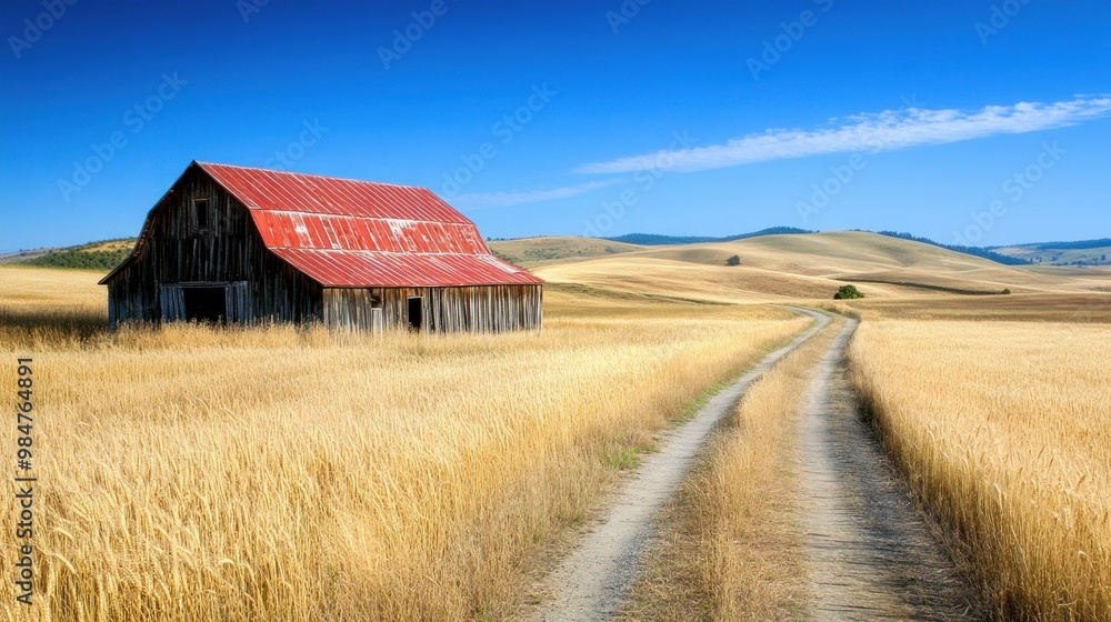 Red Barn in a Golden Field Red Barn in a Golden Field