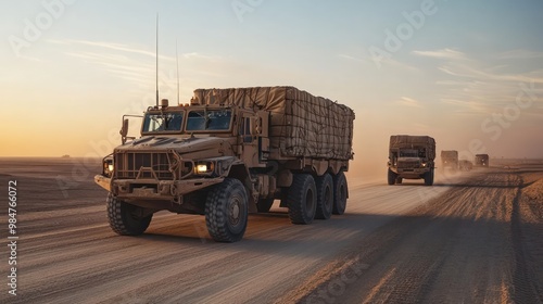 Military logistics planning, with strategic movement of troops, supplies, and equipment across challenging terrain photo