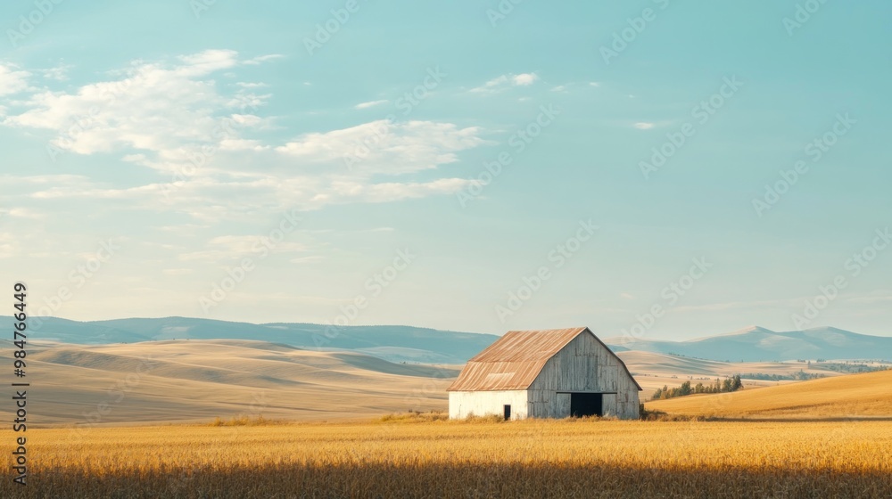 Lonely Barn in a Golden Field Lonely Barn in a Golden Field