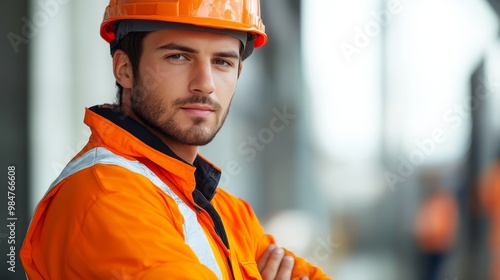 23h asian mining worker safety outfit. Isolated white photo