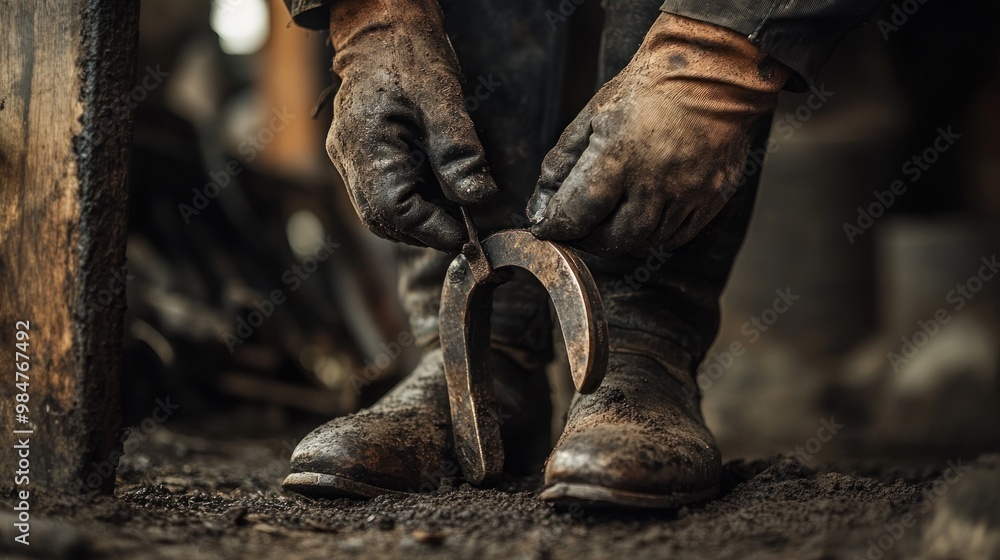 Blacksmith Holding a Horseshoe Blacksmith Holding a Horseshoe