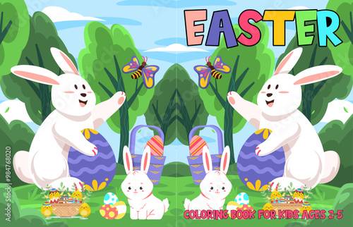 Easter coloring book cover design