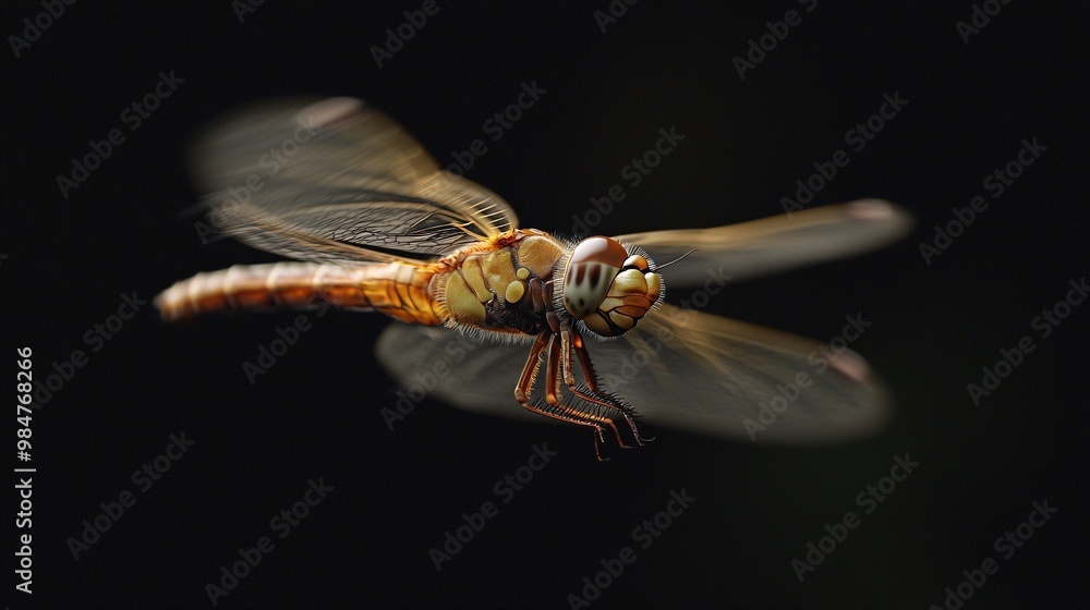 Dragonfly in Flight with Sharp Body and Blurred Wings Dragonfly in Flight with Sharp Body and Blurred Wings