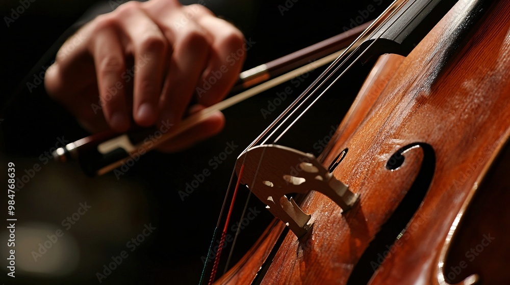 Musician's Hand Playing String Instrument in Motion