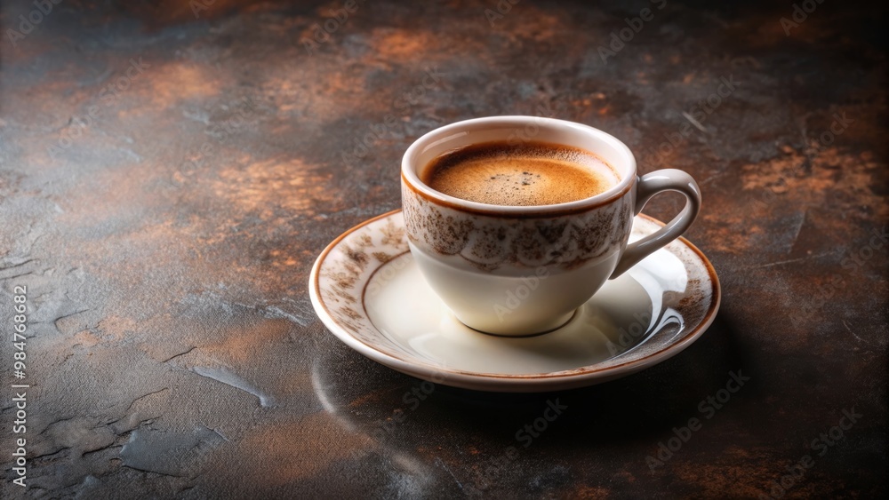 A beautifully crafted cup of coffee placed on an elegant saucer, perfect for cozy mornings or cafe settings. A beautifully crafted cup of coffee placed on an elegant saucer, perfect for cozy mornings or cafe settings.