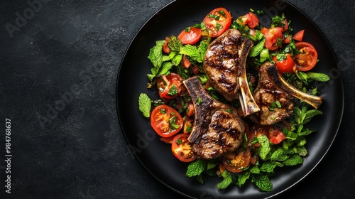 Enjoy tender lamb chops with refreshing mint sauce, paired with a colorful summer salad of fresh vegetables. This ketofriendly dish is flavorful and nutritious, promoting health and wellness