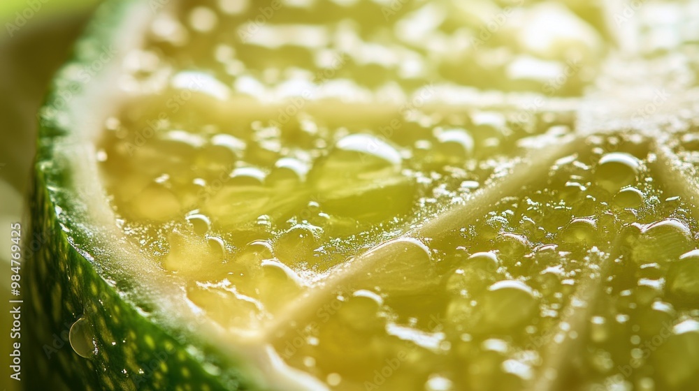 Lime with Water Drops Macro