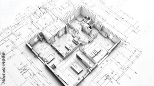 Architectural floor plan design showcasing a modern home layout with detailed measurements.