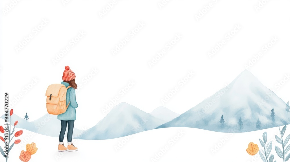 A woman stands in front of serene mountains, embodying adventure and the beauty of nature in a peaceful landscape. A woman stands in front of serene mountains, embodying adventure and the beauty of nature in a peaceful landscape.