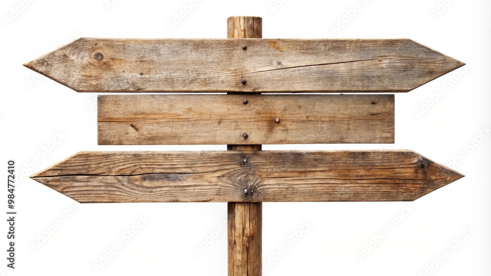 Wooden signpost with multiple directional arrows for travel and direction, perfect for outdoor and adventure themes. Wooden signpost with multiple directional arrows for travel and direction, perfect for outdoor and adventure themes.
