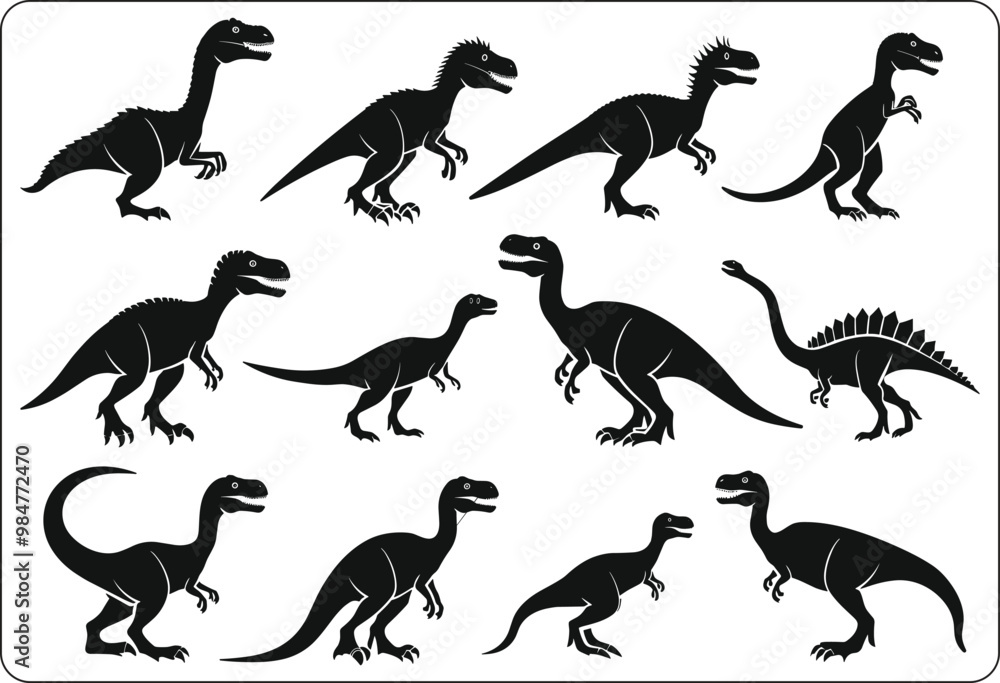 Naklejka premium set of dinosaurs silhouettes