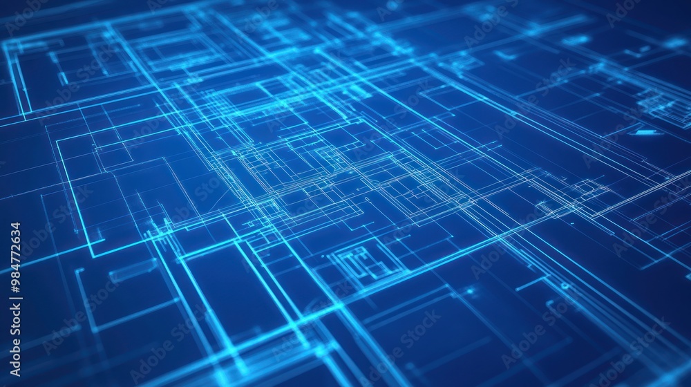 Abstract digital network design with glowing blue lines, creating an intricate technological pattern. Abstract digital network design with glowing blue lines, creating an intricate technological pattern.