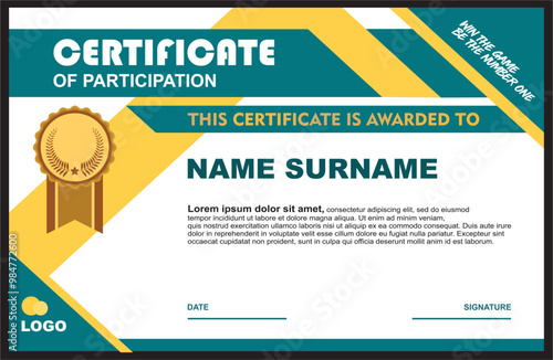 Gradient modern luxury championship and participation certificate design template, martial arts and sport certificate