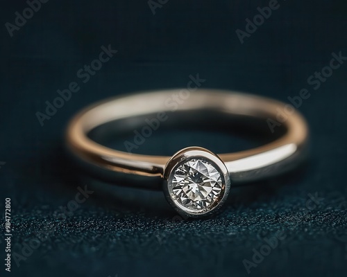 Macro view of a ring with a tension-set diamond and matte finish band, Tension Ring, Modern Art